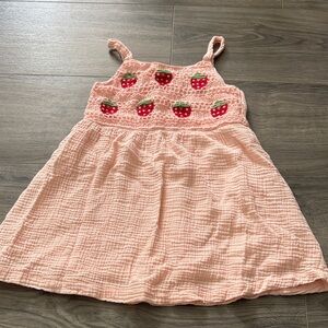 btween Pink Dress with Strawberry Embroidery